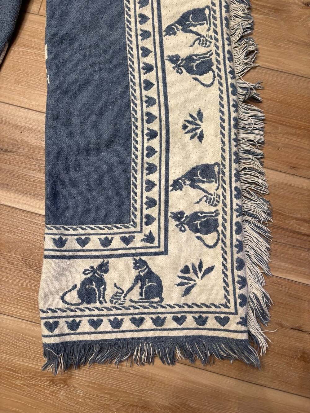 1of1 Handmade Tapestry Kitty Cat Print Drawstring Blanket Pants Fringe - Picture 3 of 8